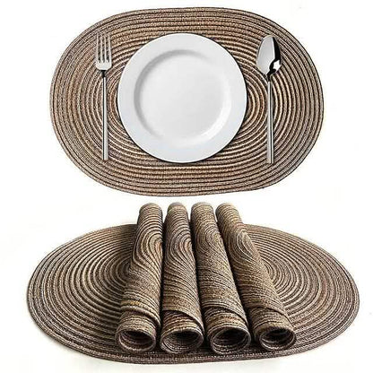 4-Pack: Cotton Oval Dining Mat - A-1 Thread Vault