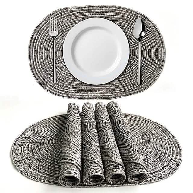 4-Pack: Cotton Oval Dining Mat - A-1 Thread Vault