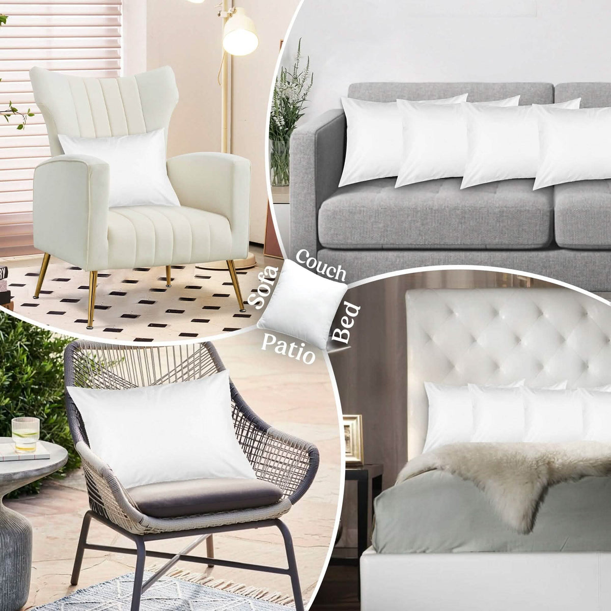 4-Pack: Decorative Throw Pillows Bed Sofa Couch Pillow Set Bounce Back Cushions - A-1 Thread Vault