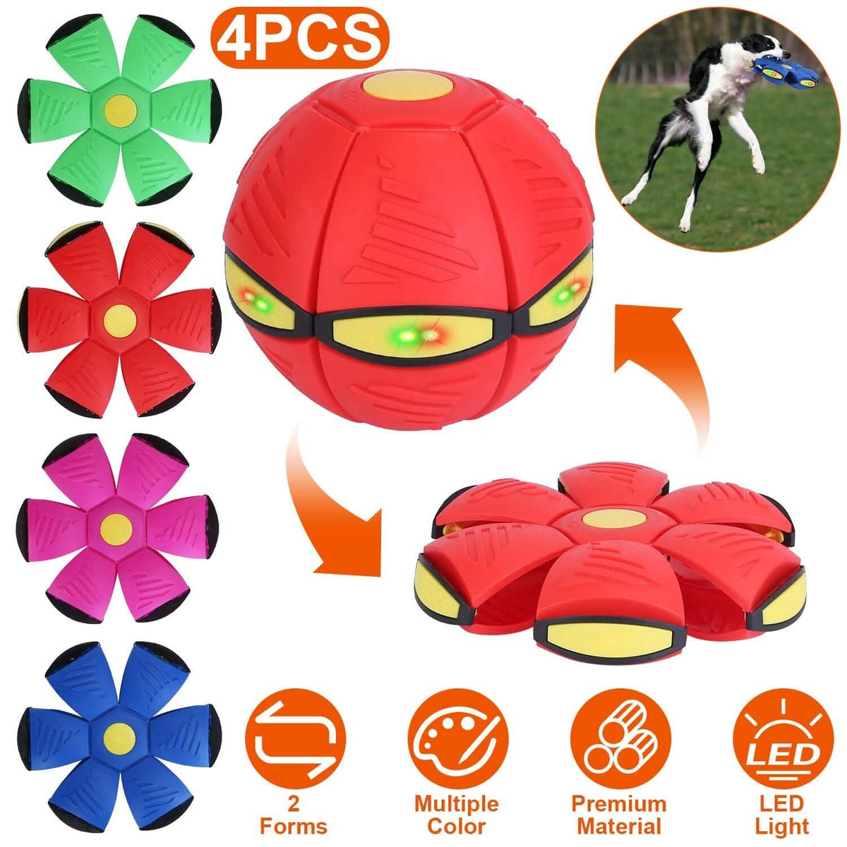 4-Pack: Flying Saucer Ball with LED Lights - A-1 Thread Vault