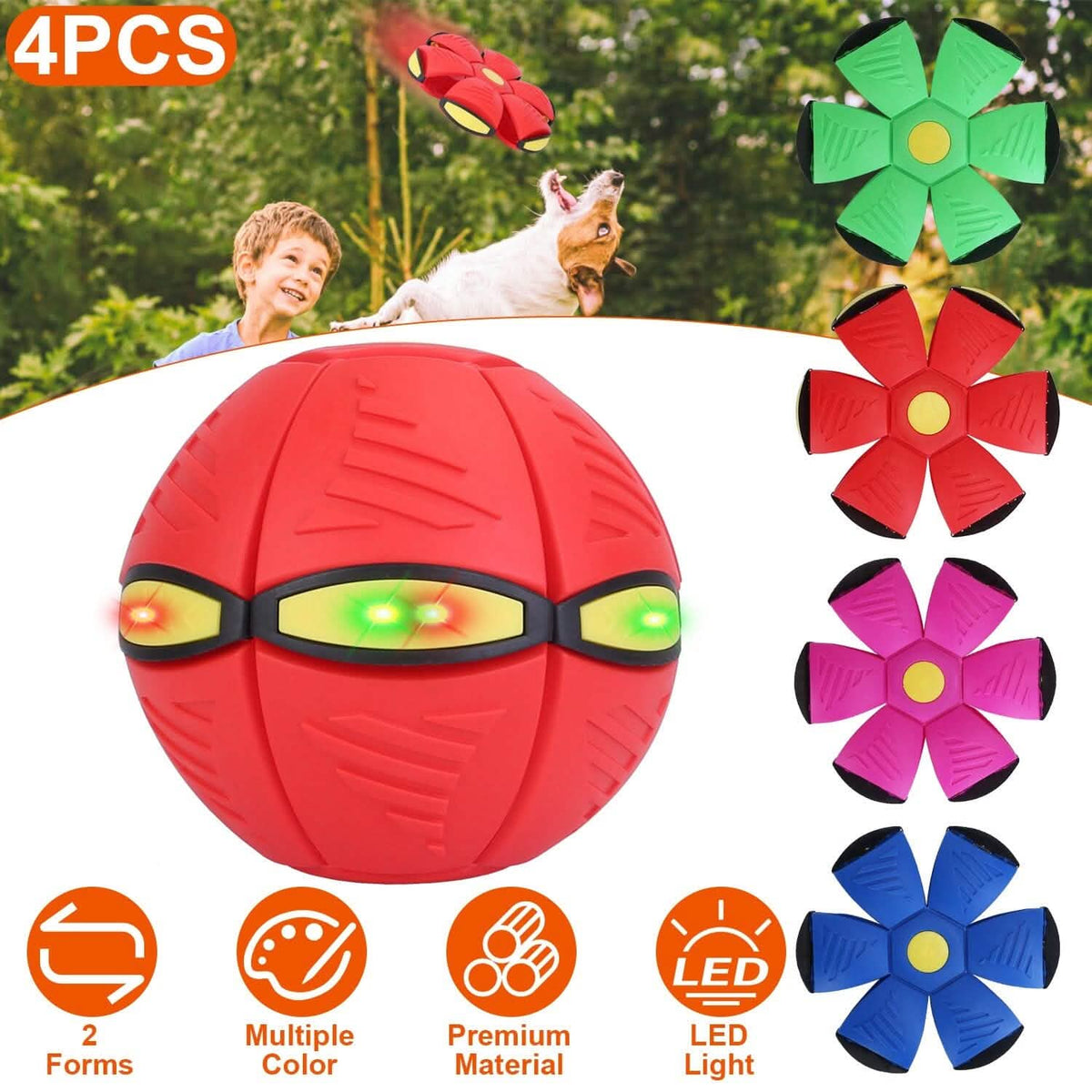 4-Pack: Flying Saucer Ball with LED Lights - A-1 Thread Vault