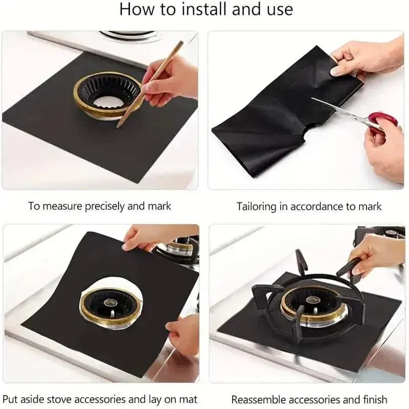 4-Pack: Gas Stove Burner Covers - Reusable Non-Stick PVC Stovetop Protector Liners - A-1 Thread Vault