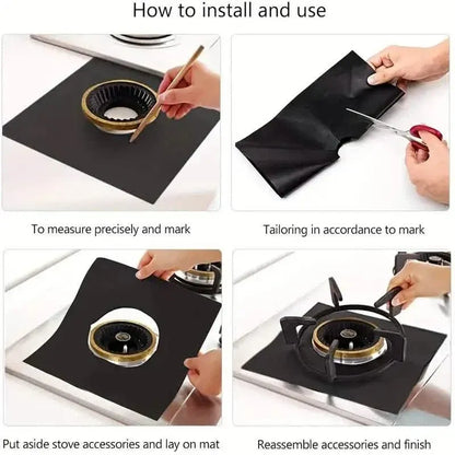 4-Pack: Gas Stove Burner Covers - Reusable Non-Stick PVC Stovetop Protector Liners - A-1 Thread Vault
