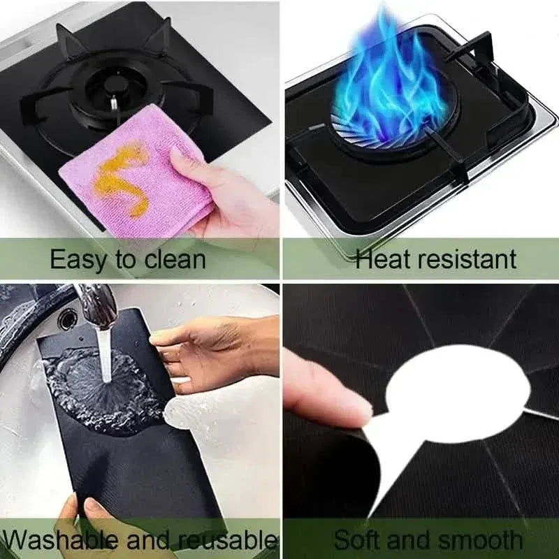 4-Pack: Gas Stove Burner Covers - Reusable Non-Stick PVC Stovetop Protector Liners - A-1 Thread Vault