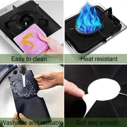 4-Pack: Gas Stove Burner Covers - Reusable Non-Stick PVC Stovetop Protector Liners - A-1 Thread Vault