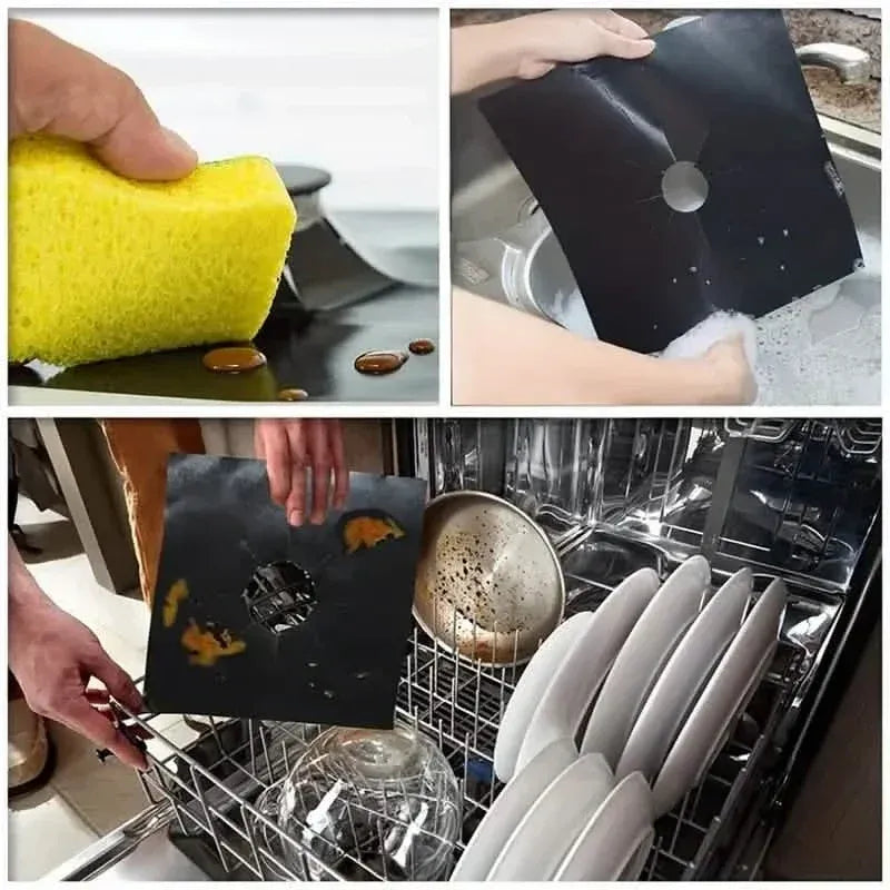 4-Pack: Gas Stove Burner Covers - Reusable Non-Stick PVC Stovetop Protector Liners - A-1 Thread Vault