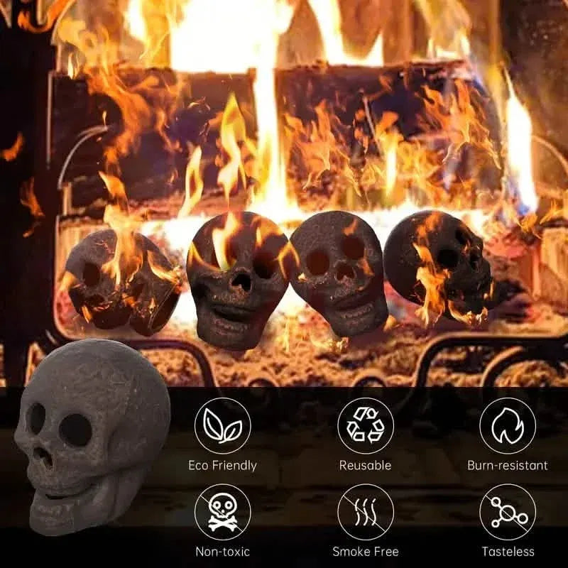 4-Pack: Halloween Fire Pit Skull Ceramic Props - A-1 Thread Vault