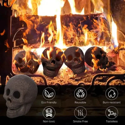 4-Pack: Halloween Fire Pit Skull Ceramic Props - A-1 Thread Vault