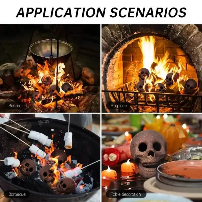 4-Pack: Halloween Fire Pit Skull Ceramic Props - A-1 Thread Vault