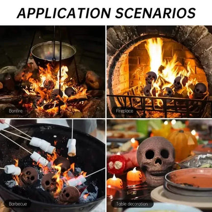 4-Pack: Halloween Fire Pit Skull Ceramic Props - A-1 Thread Vault
