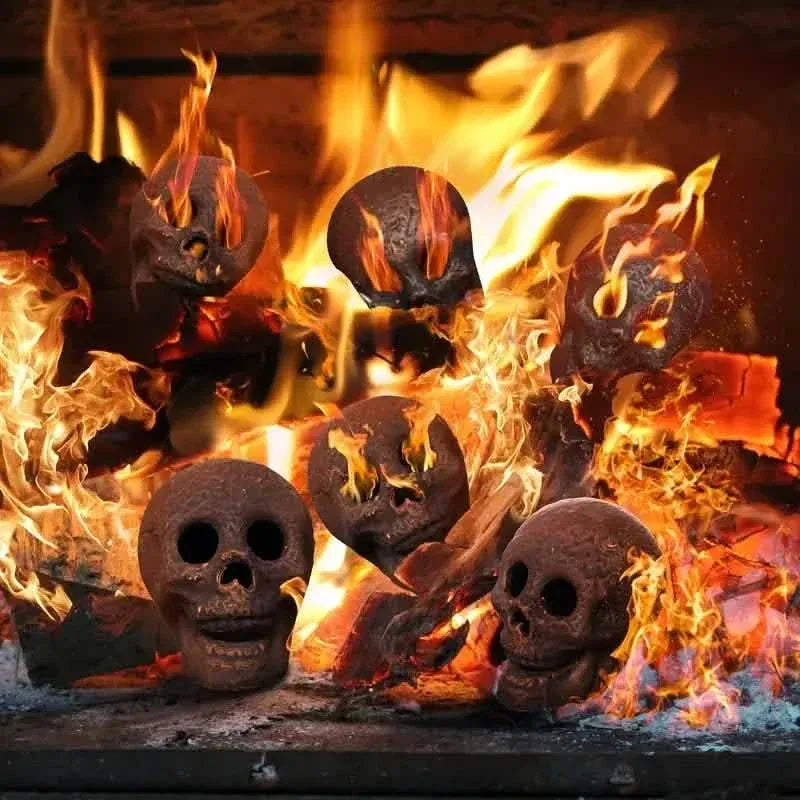4-Pack: Halloween Fire Pit Skull Ceramic Props - A-1 Thread Vault