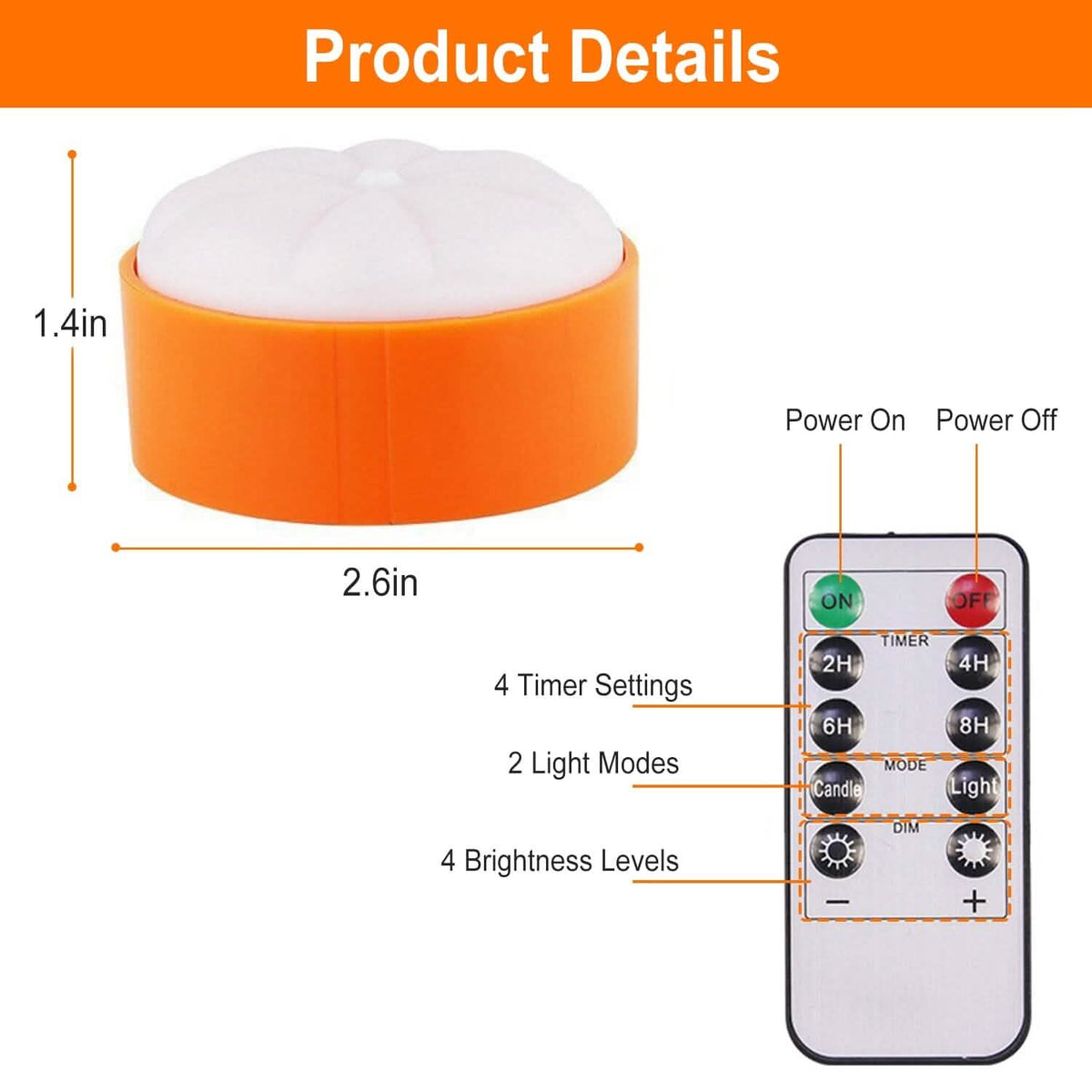 4-Pack: Halloween LED Pumpkin Lights Battery Operated with 2 Light Modes 4 Timer Setting - A-1 Thread Vault