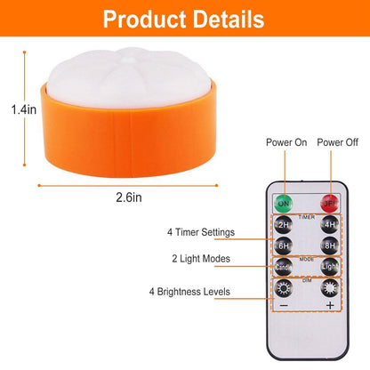 4-Pack: Halloween LED Pumpkin Lights Battery Operated with 2 Light Modes 4 Timer Setting - A-1 Thread Vault