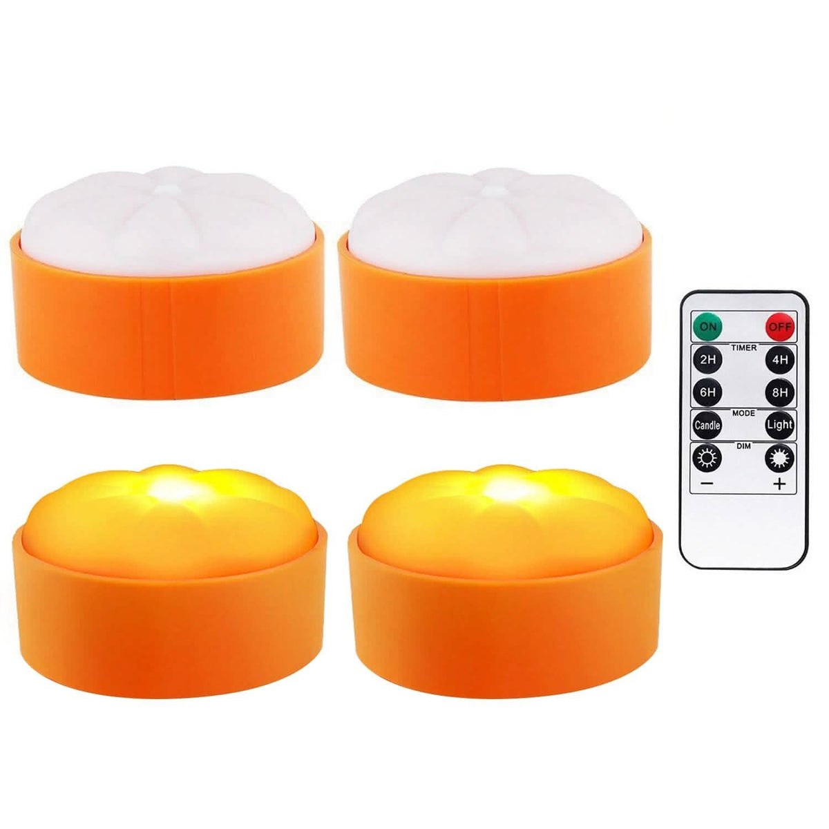 4-Pack: Halloween LED Pumpkin Lights Battery Operated with 2 Light Modes 4 Timer Setting - A-1 Thread Vault