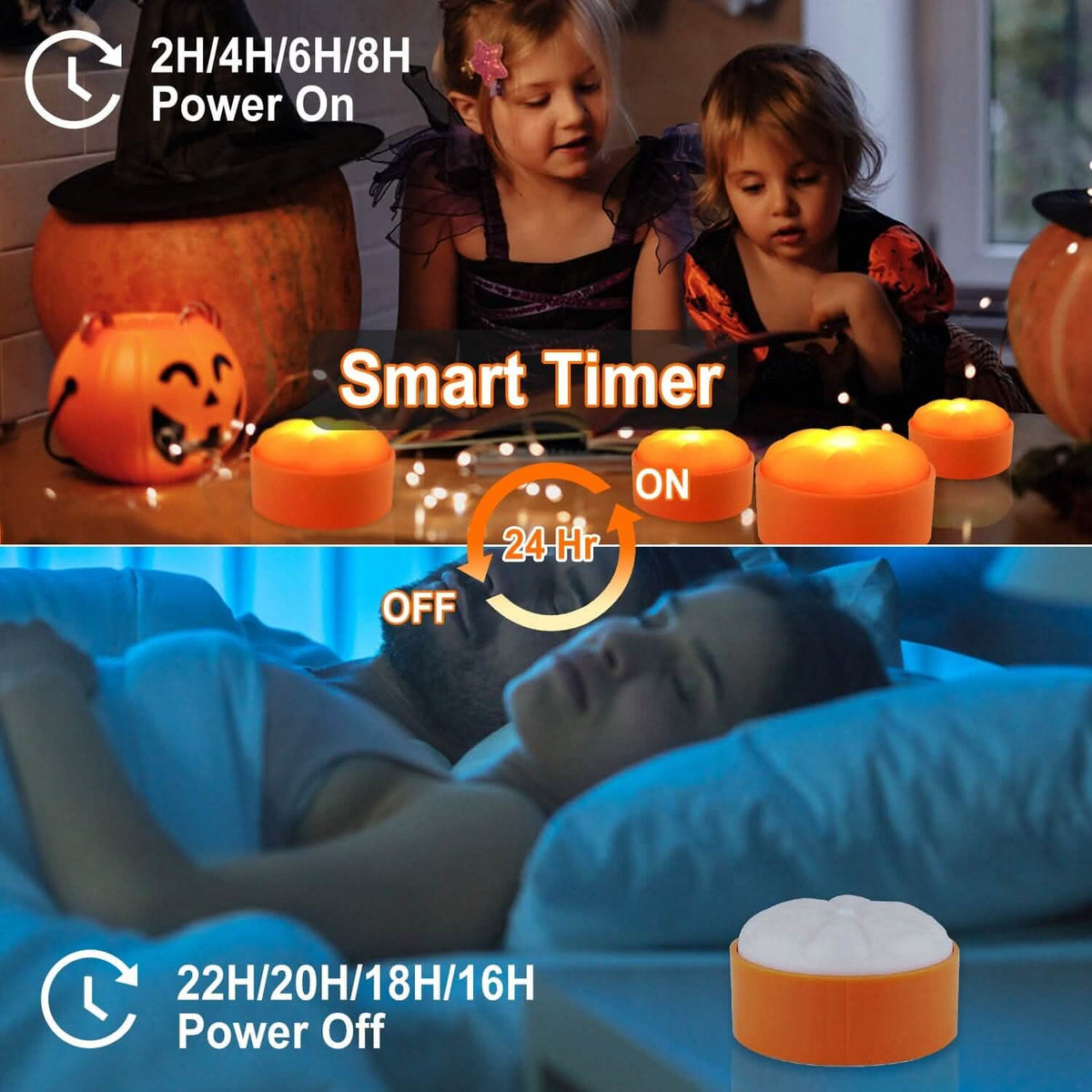 4-Pack: Halloween LED Pumpkin Lights Battery Operated with 2 Light Modes 4 Timer Setting - A-1 Thread Vault