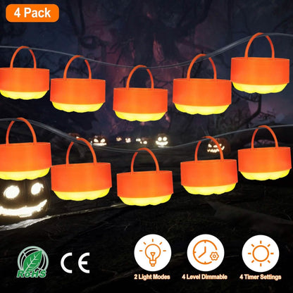 4-Pack: Halloween LED Pumpkin Lights Battery Operated with 2 Light Modes 4 Timer Setting - A-1 Thread Vault