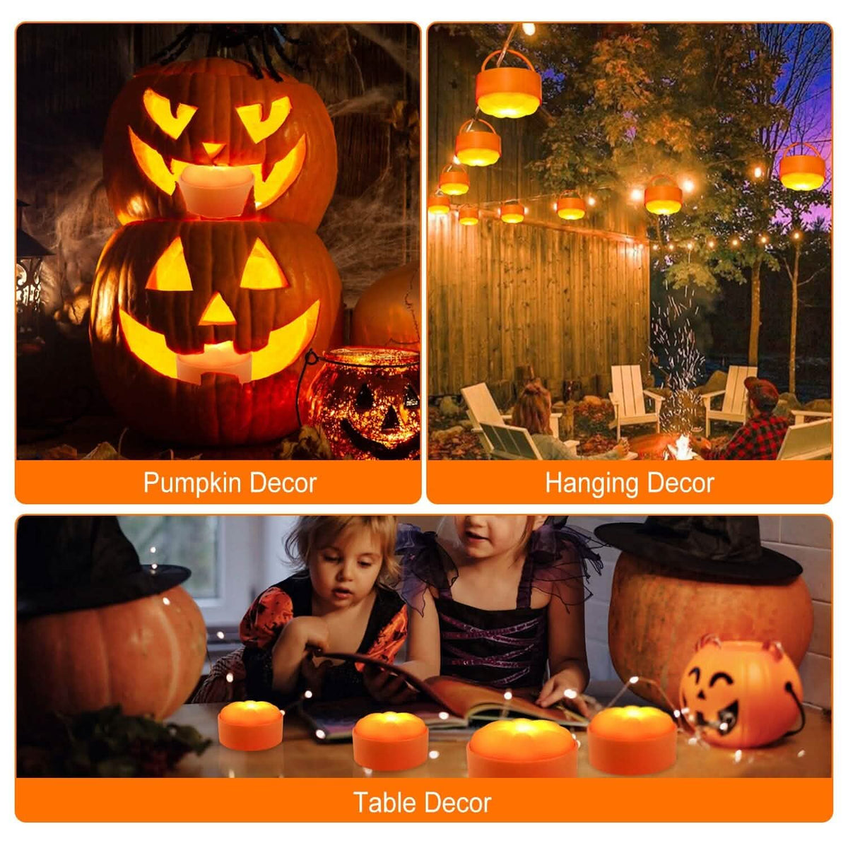 4-Pack: Halloween LED Pumpkin Lights Battery Operated with 2 Light Modes 4 Timer Setting - A-1 Thread Vault