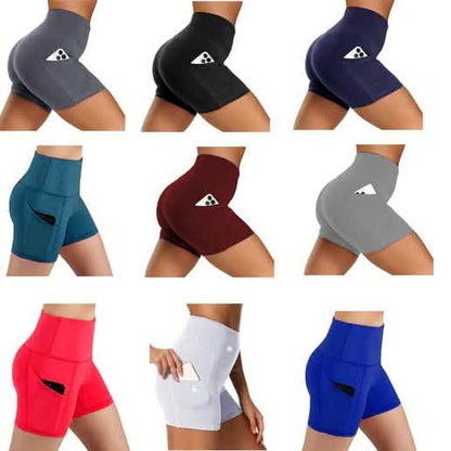 4-Pack: High Waist Soft Yoga Shorts for Women with 2 Side Pockets - A-1 Thread Vault