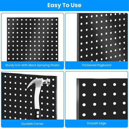 4-Pack: Metal Black Pegboard Wall Organizer with 1" Spacing 1/4" Hole - A-1 Thread Vault