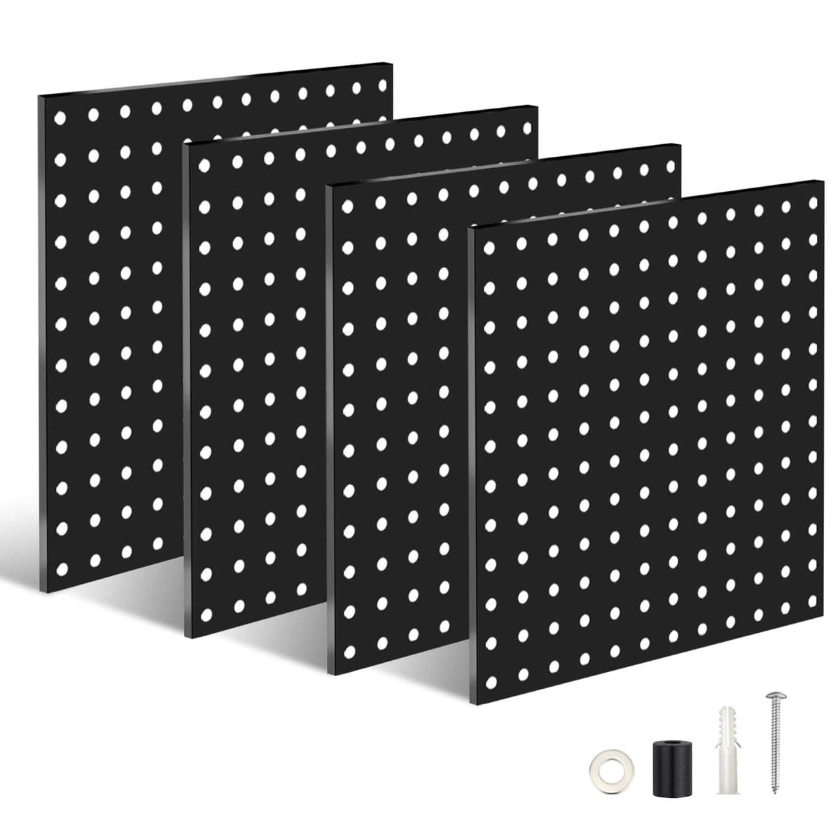 4-Pack: Metal Black Pegboard Wall Organizer with 1" Spacing 1/4" Hole - A-1 Thread Vault