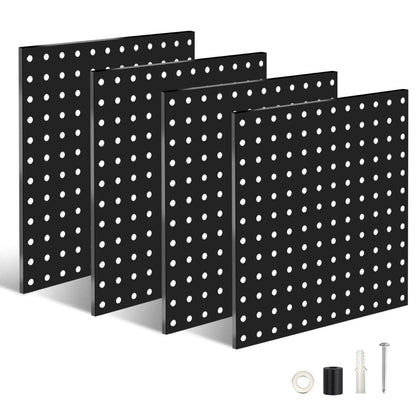 4-Pack: Metal Black Pegboard Wall Organizer with 1" Spacing 1/4" Hole - A-1 Thread Vault