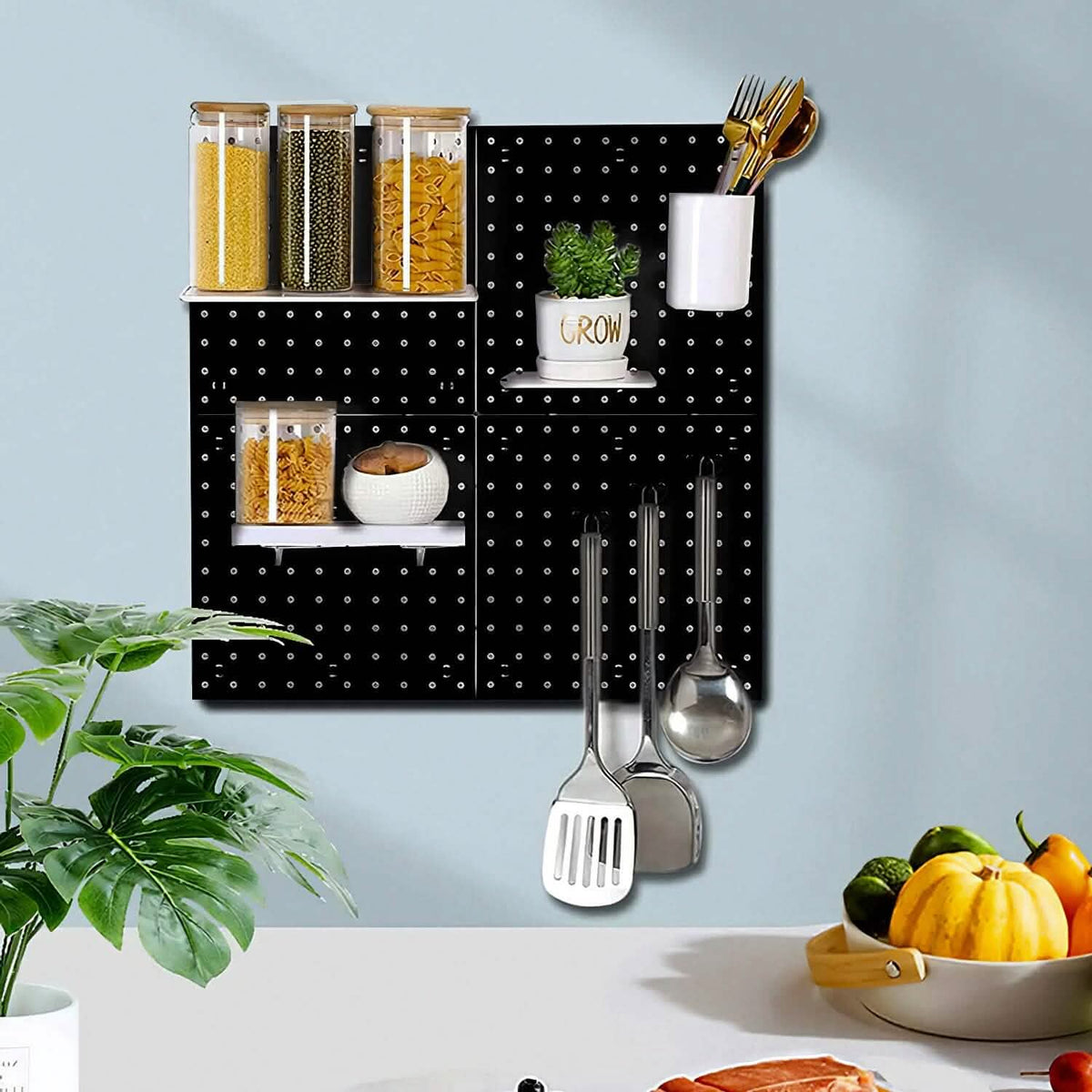 4-Pack: Metal Black Pegboard Wall Organizer with 1" Spacing 1/4" Hole - A-1 Thread Vault