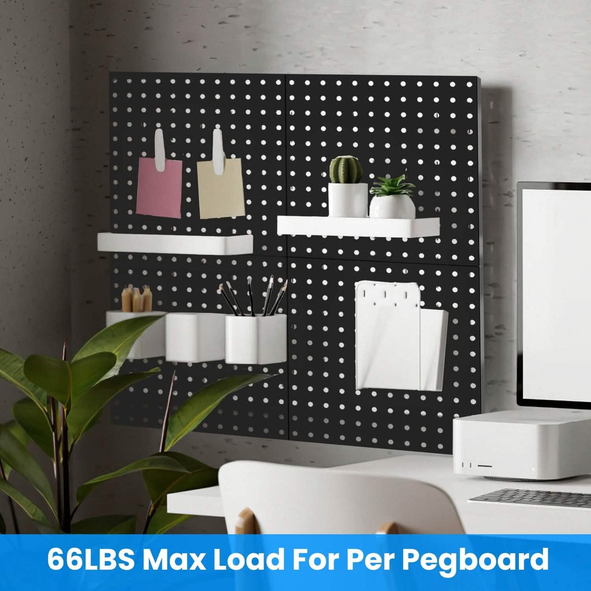 4-Pack: Metal Black Pegboard Wall Organizer with 1" Spacing 1/4" Hole - A-1 Thread Vault
