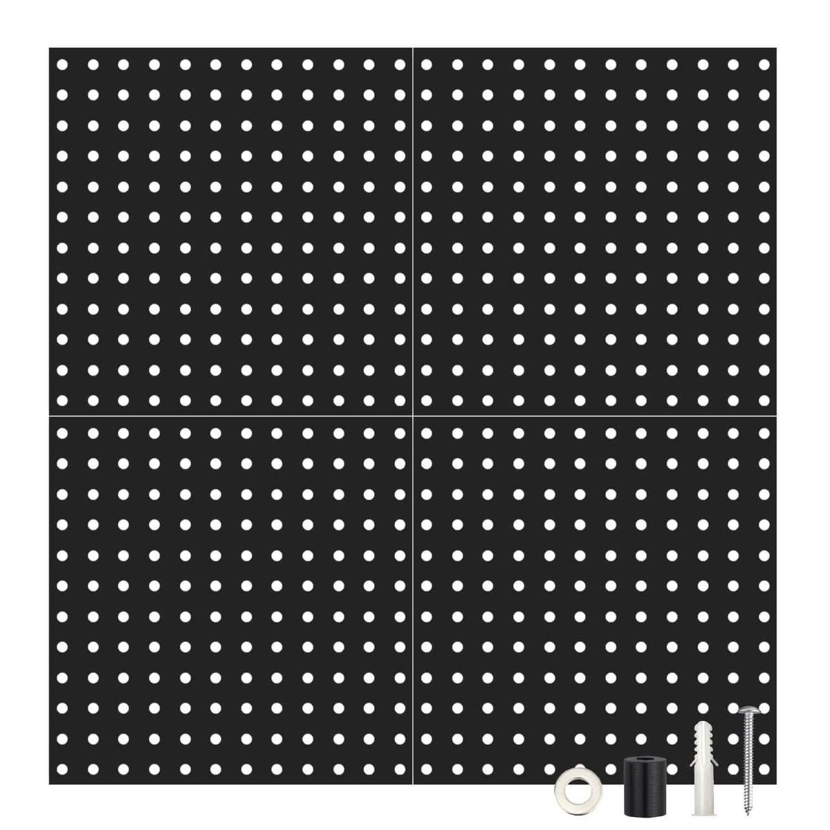 4-Pack: Metal Black Pegboard Wall Organizer with 1" Spacing 1/4" Hole - A-1 Thread Vault