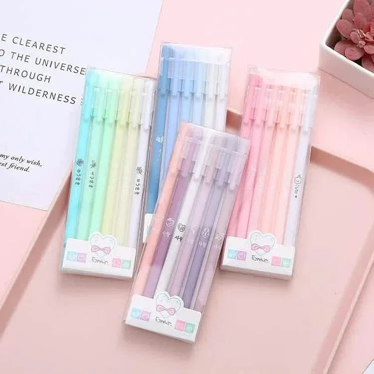 4-Pack: Morandi Color Gel Pen Kawaii Office School Student Stationery Supplies - A-1 Thread Vault