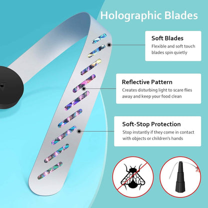 4-Pack: Portable Table Top Fly Fan Fly Spinner with Holographic Blades - A-1 Thread Vault