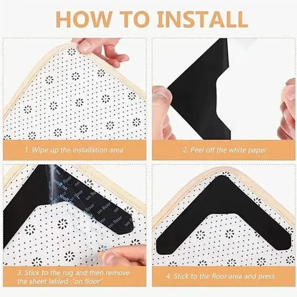 4-Pack: Reusable Non-Slip Carpet Rug Stickers - A-1 Thread Vault