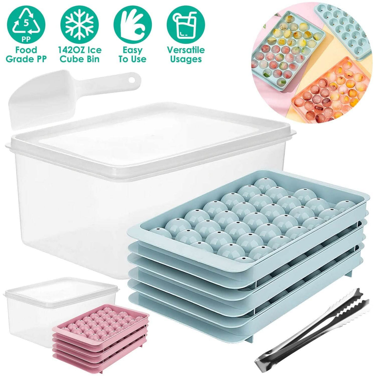 4-Pack: Small Ice Cube Maker Mold with Lid Bin - A-1 Thread Vault