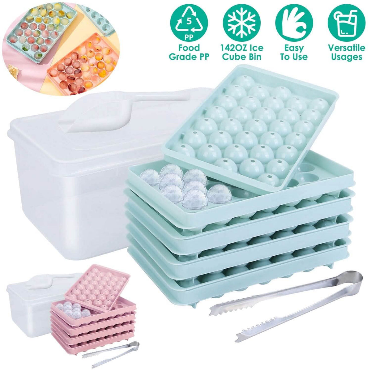 4-Pack: Small Ice Cube Maker Mold with Lid Bin - A-1 Thread Vault