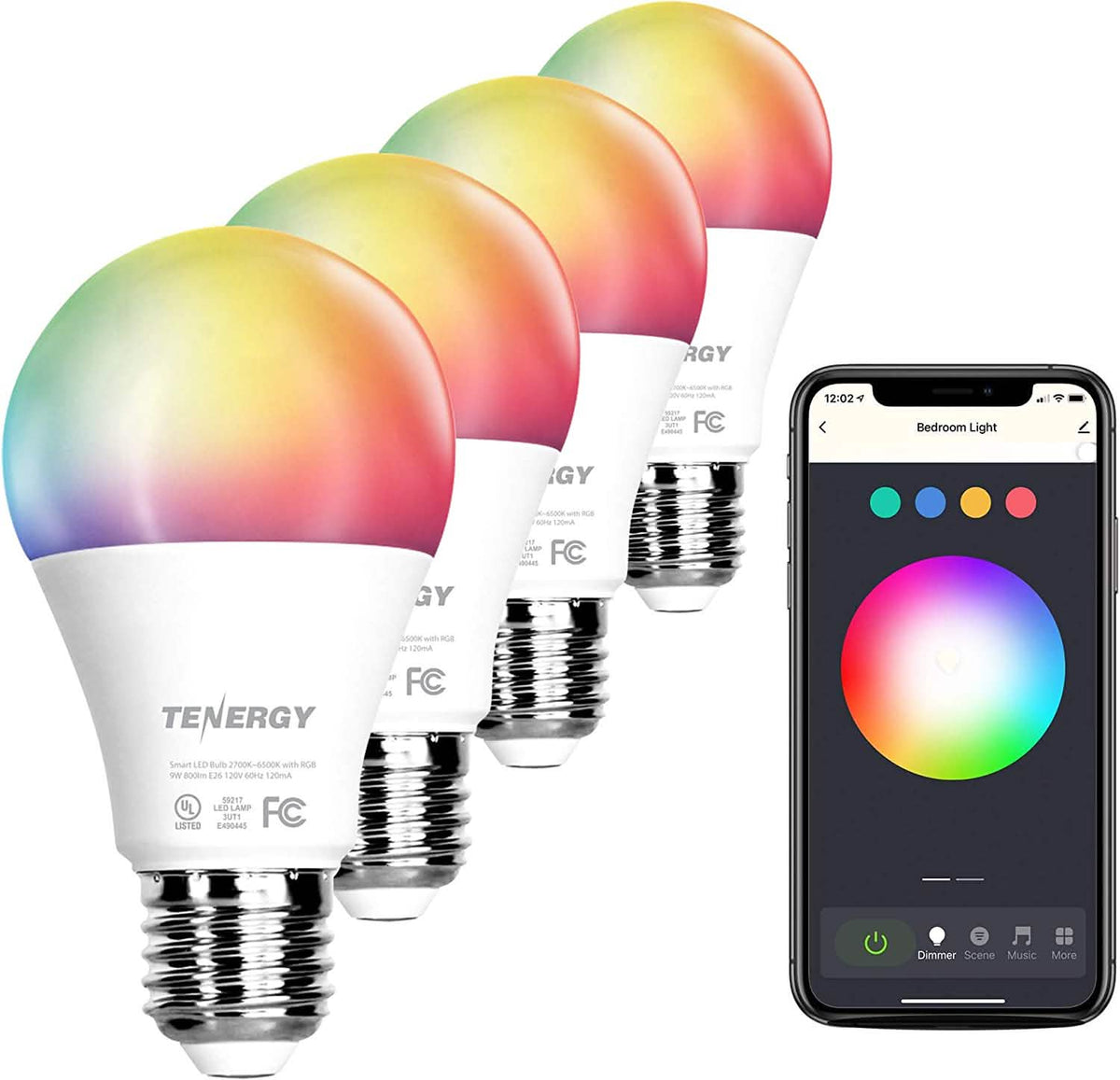 4-Pack: Smart WiFi LED Light Bulb with White and Color Changing Light Bulb - A-1 Thread Vault