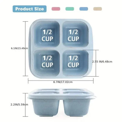 4-Pack: Snack Container With 4 Compartments, Divided Bento Lunch Box With Transparent Lids - A-1 Thread Vault