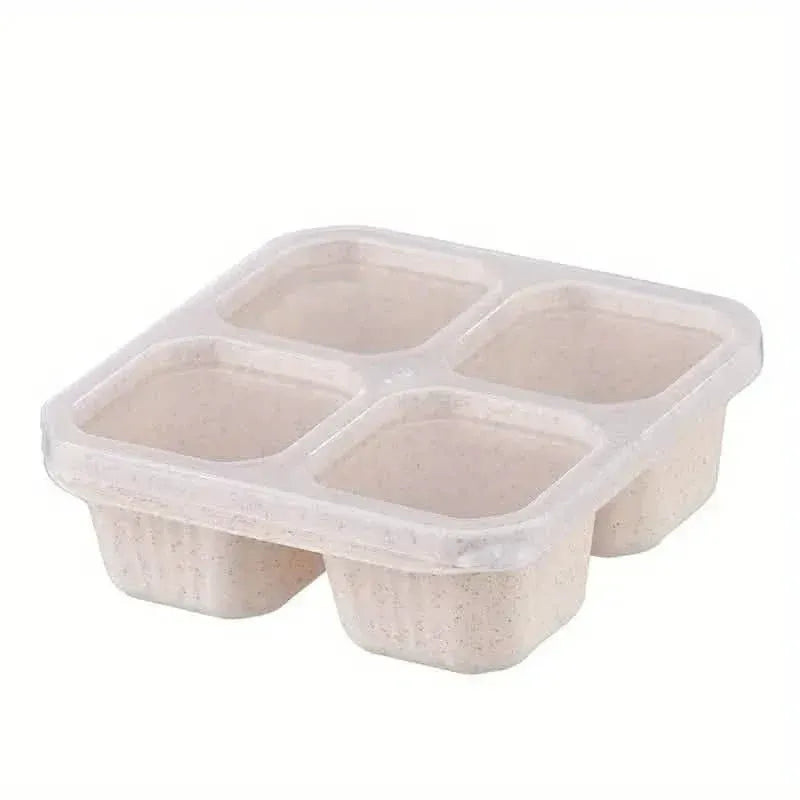 4-Pack: Snack Container With 4 Compartments, Divided Bento Lunch Box With Transparent Lids - A-1 Thread Vault