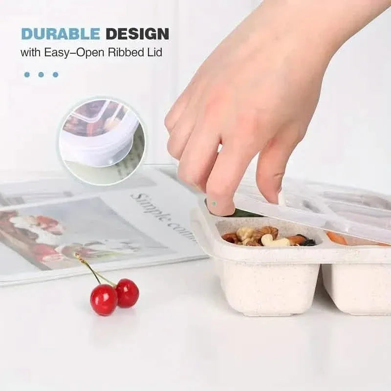 4-Pack: Snack Container With 4 Compartments, Divided Bento Lunch Box With Transparent Lids - A-1 Thread Vault