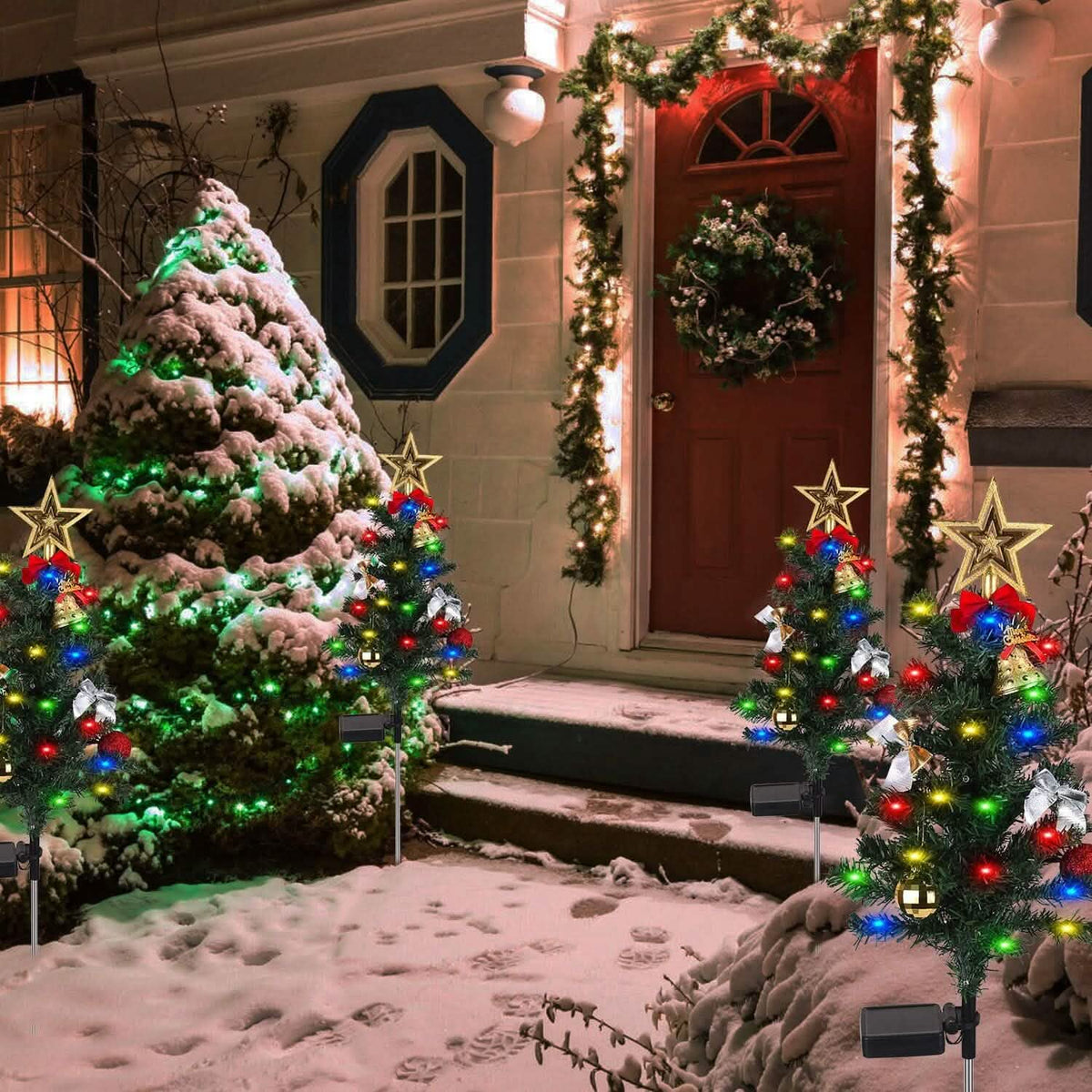 4-Pack: Solar Christmas Tree Lights Garden Decorations - A-1 Thread Vault