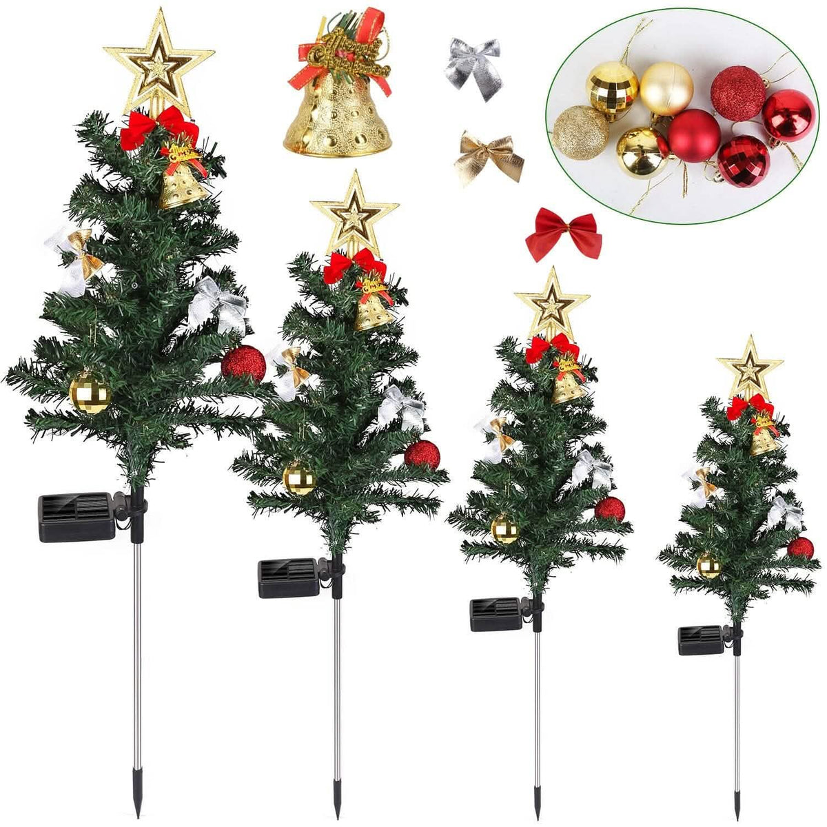 4-Pack: Solar Christmas Tree Lights Garden Decorations - A-1 Thread Vault
