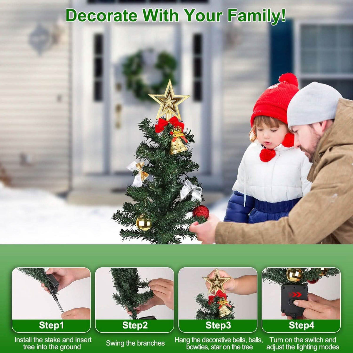 4-Pack: Solar Christmas Tree Lights Garden Decorations - A-1 Thread Vault