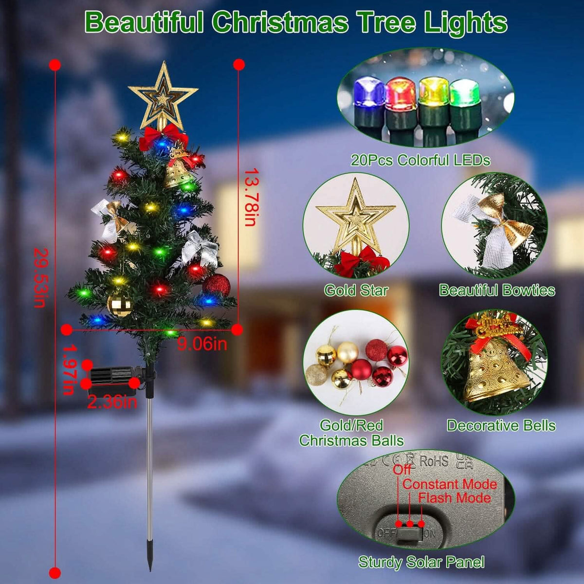 4-Pack: Solar Christmas Tree Lights Garden Decorations - A-1 Thread Vault