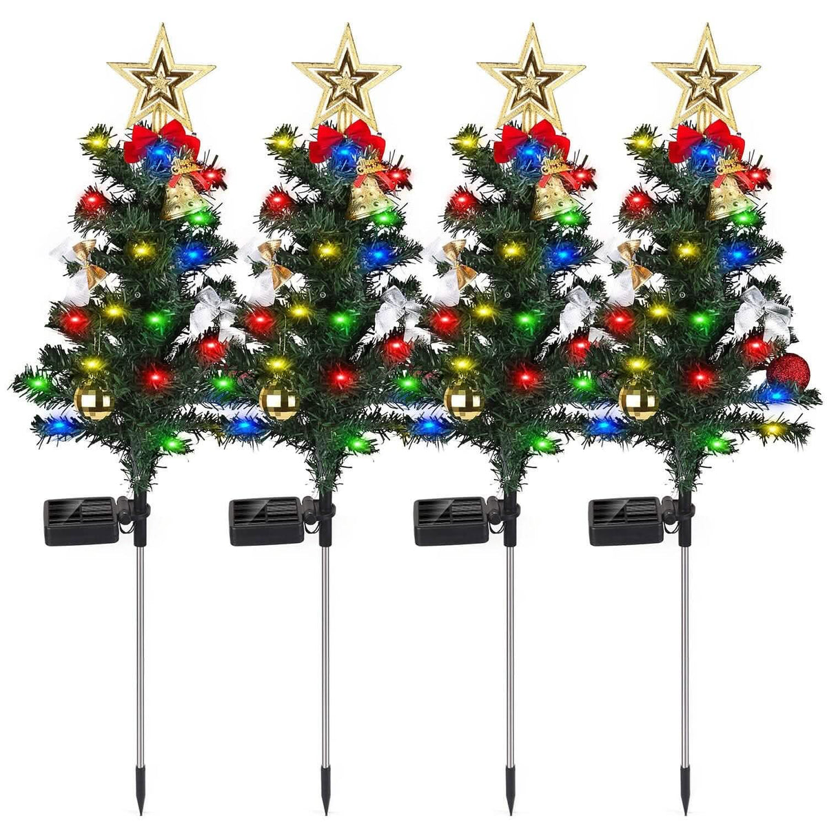 4-Pack: Solar Christmas Tree Lights Garden Decorations - A-1 Thread Vault