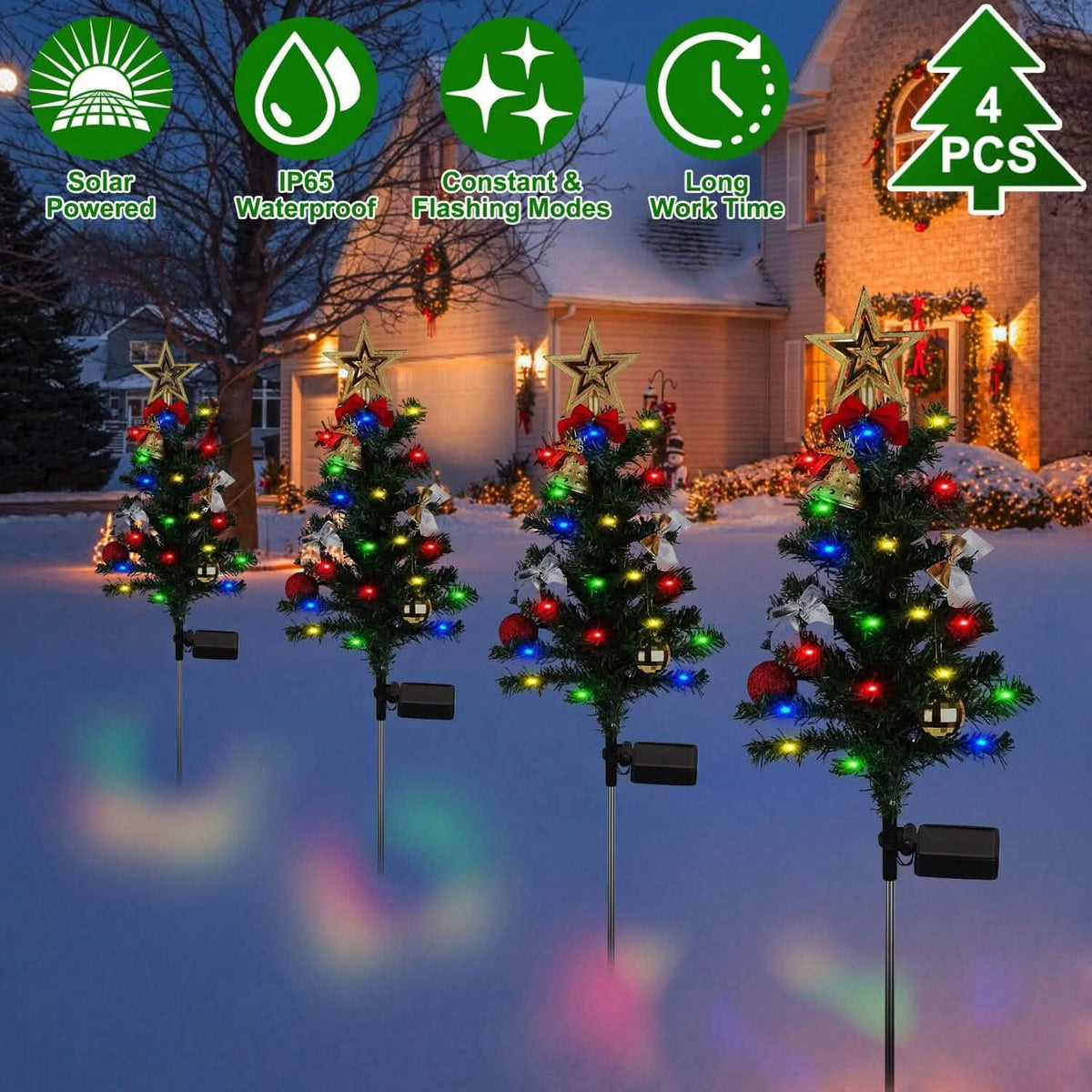 4-Pack: Solar Christmas Tree Lights Garden Decorations - A-1 Thread Vault
