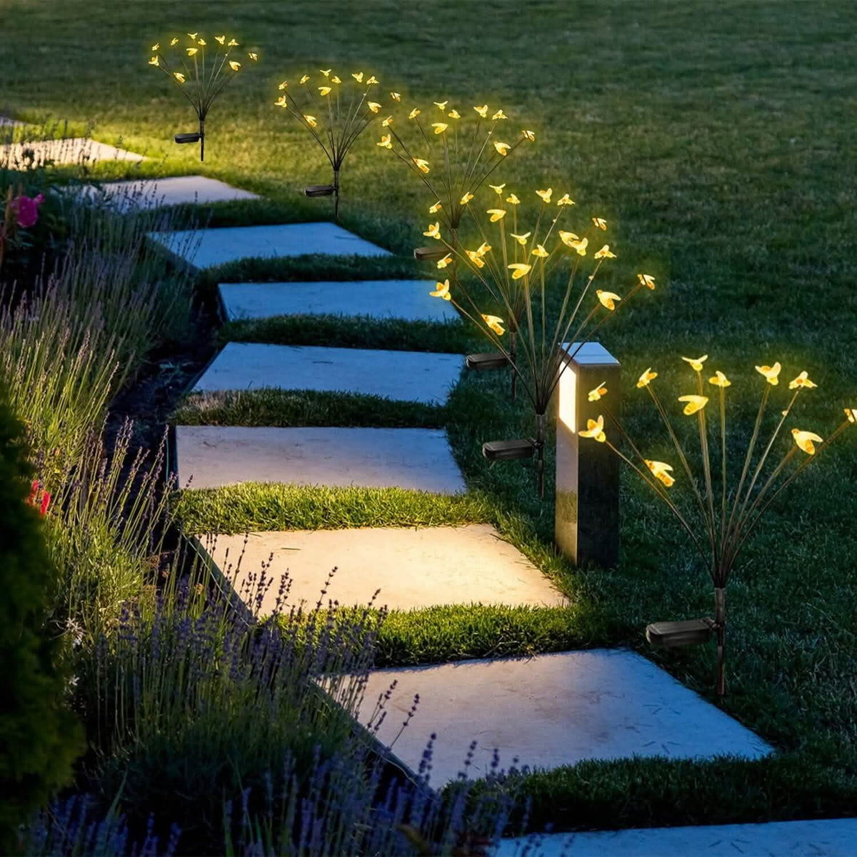 4-Pack: Solar Powered Stake Bee Light 2 Lighting Mode Lifelike Firefly - A-1 Thread Vault