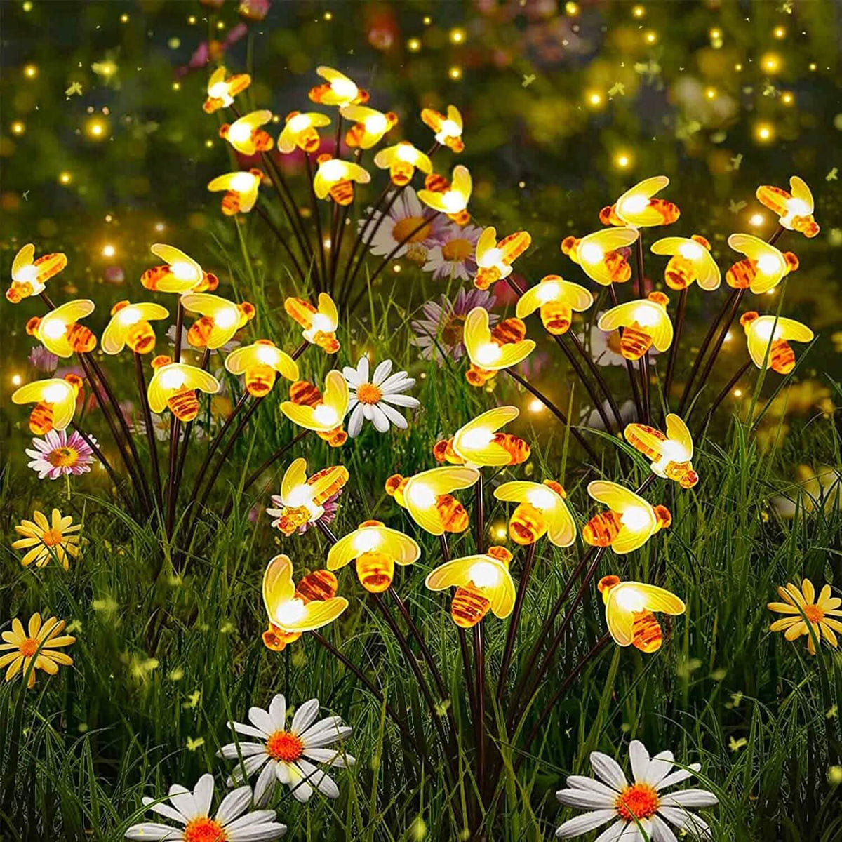 4-Pack: Solar Powered Stake Bee Light 2 Lighting Mode Lifelike Firefly - A-1 Thread Vault