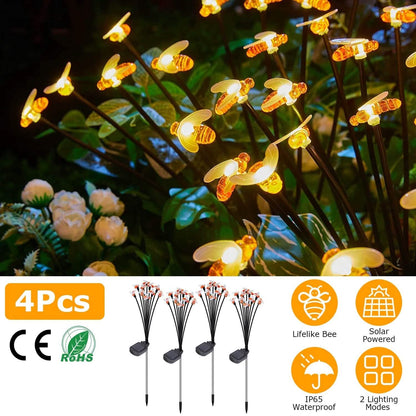 4-Pack: Solar Powered Stake Bee Light 2 Lighting Mode Lifelike Firefly - A-1 Thread Vault