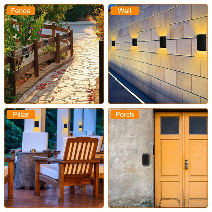 4-Pack: Solar Powered Wall Sconce Light IP55 Rechargeable Optical Sensor Lamp - A-1 Thread Vault