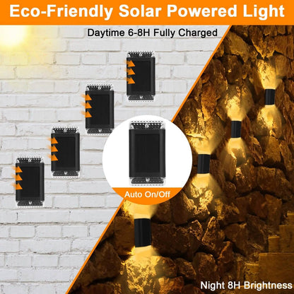 4-Pack: Solar Powered Wall Sconce Light IP55 Rechargeable Optical Sensor Lamp - A-1 Thread Vault