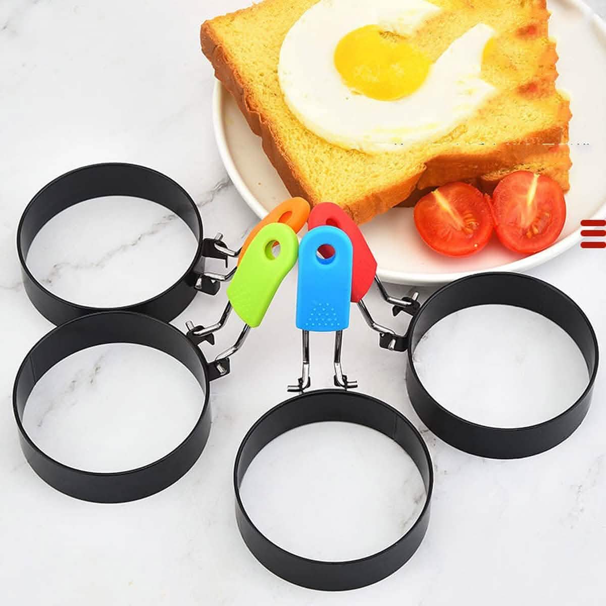 4-Pack: Stainless Steel Egg Non-Stick Omelet Ring - A-1 Thread Vault