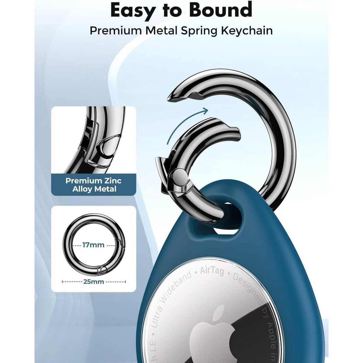 4-Pack: UNBREAKcable Apple AirTag Holder with All Metal Keychain Key Ring Clip (Refurbished) - A-1 Thread Vault